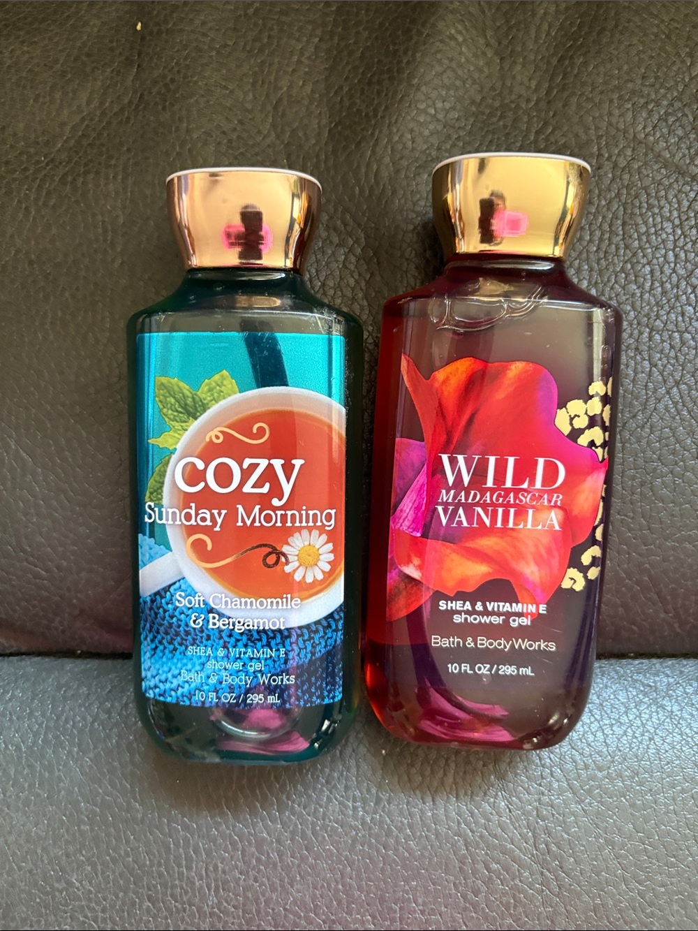 Bath and body shower gel set in cozy Sunday morning and wild Madagascar vanilla